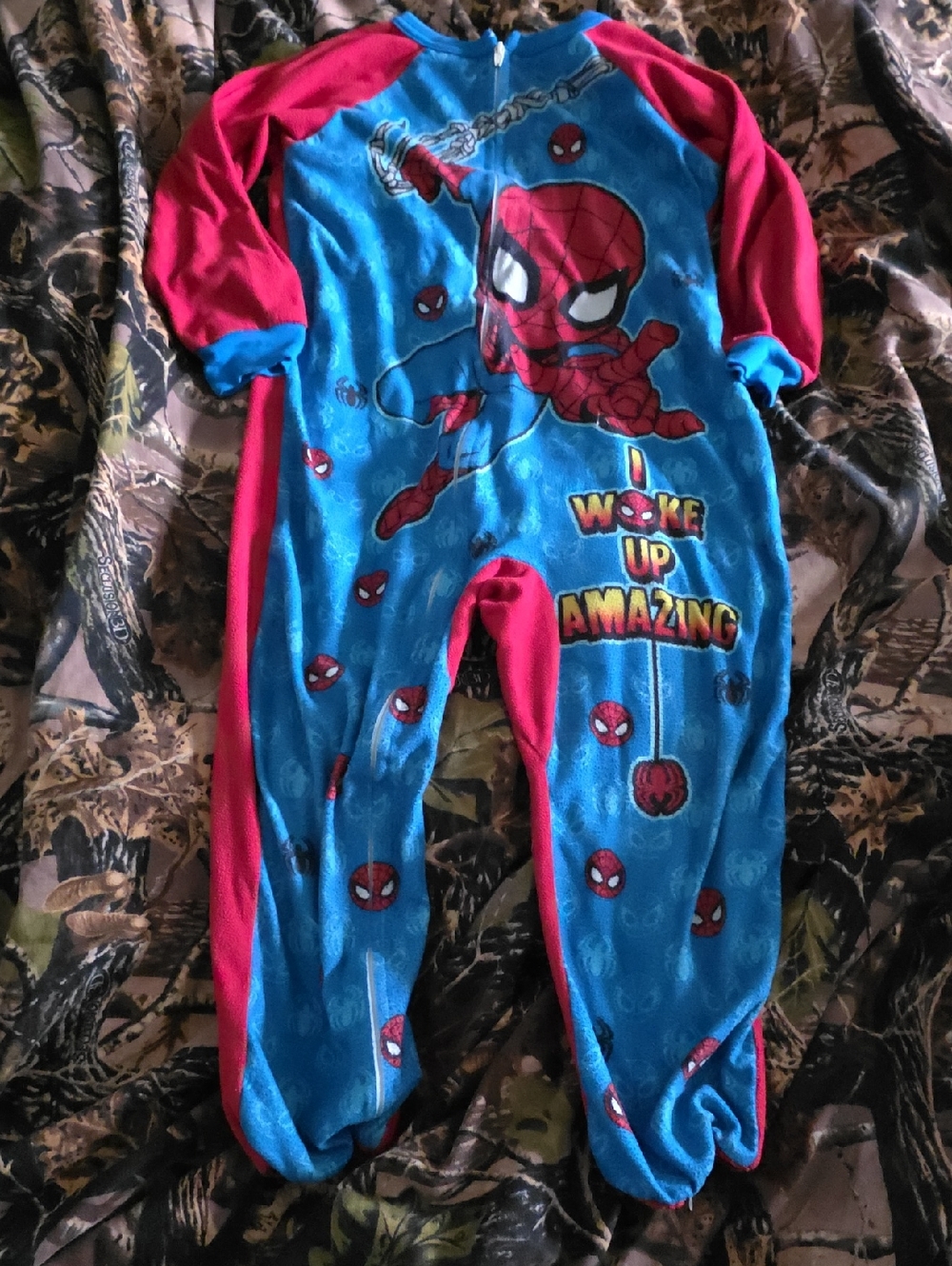 Marvel Spider-Man Fleece One-Piece Footie - Blue & Pink